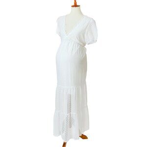 White Polka Dot Textured Mini Dress – Boho Style (M/L Flexible Fit)
